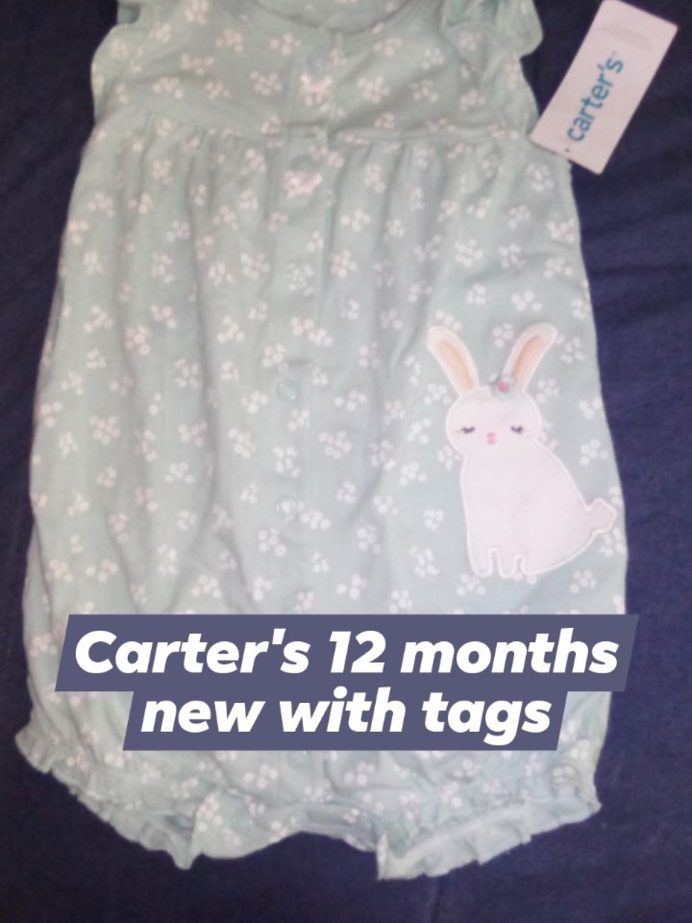 Carter's Mint Green Bunny Print Romper